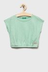 Дитяча бавовняна футболка United Colors of Benetton колір зелений (2409596)