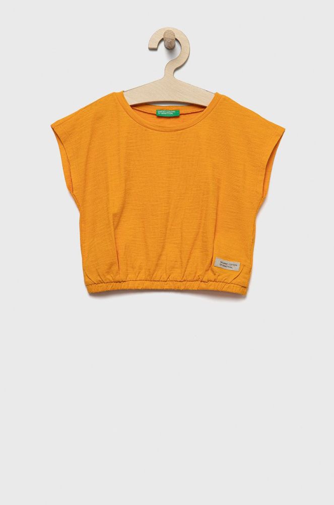Дитяча бавовняна футболка United Colors of Benetton колір помаранчевий (2409583)