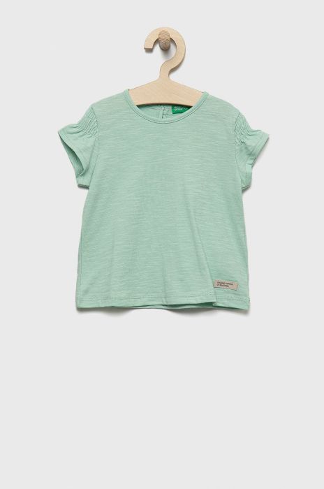 Дитяча бавовняна футболка United Colors of Benetton колір зелений (2409632) Дитяча бавовняна футболка United Colors of Benetton колір зелений (2409632)