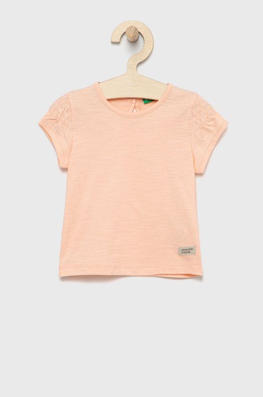 Дитяча бавовняна футболка United Colors of Benetton колір помаранчевий (2409619)