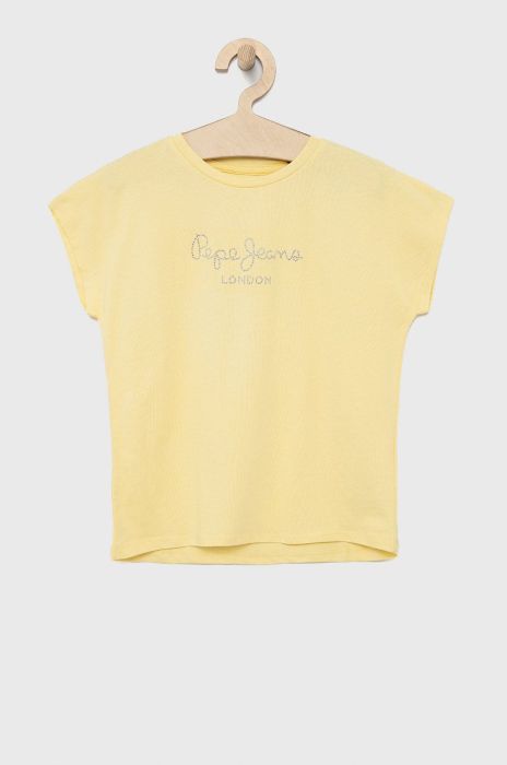 Дитяча бавовняна футболка Pepe Jeans колір жовтий