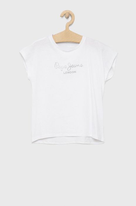 Дитяча бавовняна футболка Pepe Jeans колір білий (2176305) Дитяча бавовняна футболка Pepe Jeans колір білий (2176305)