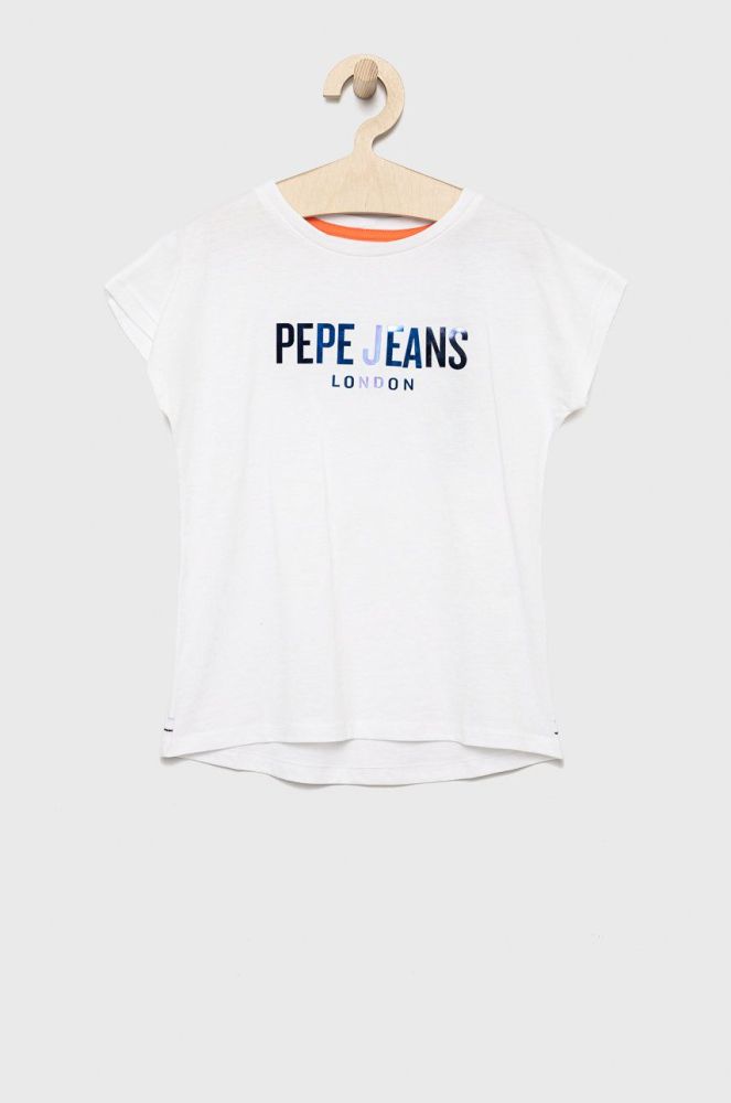 Дитяча бавовняна футболка Pepe Jeans колір білий (2231993)
