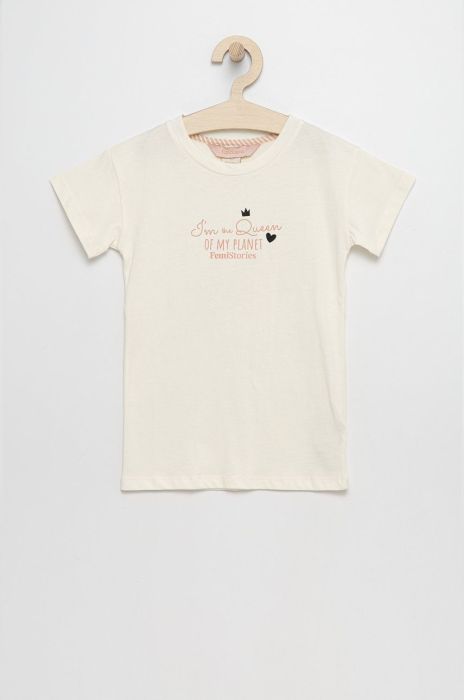 Дитяча футболка Femi Stories колір бежевий Дитяча футболка Femi Stories колір бежевий