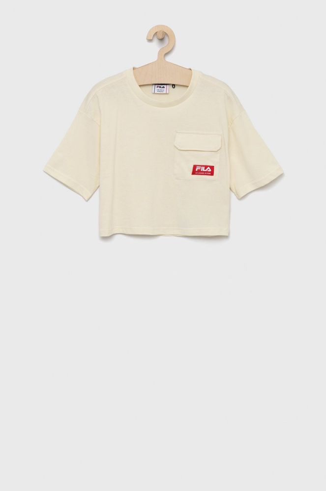 Дитяча бавовняна футболка Fila колір бежевий (2107463)
