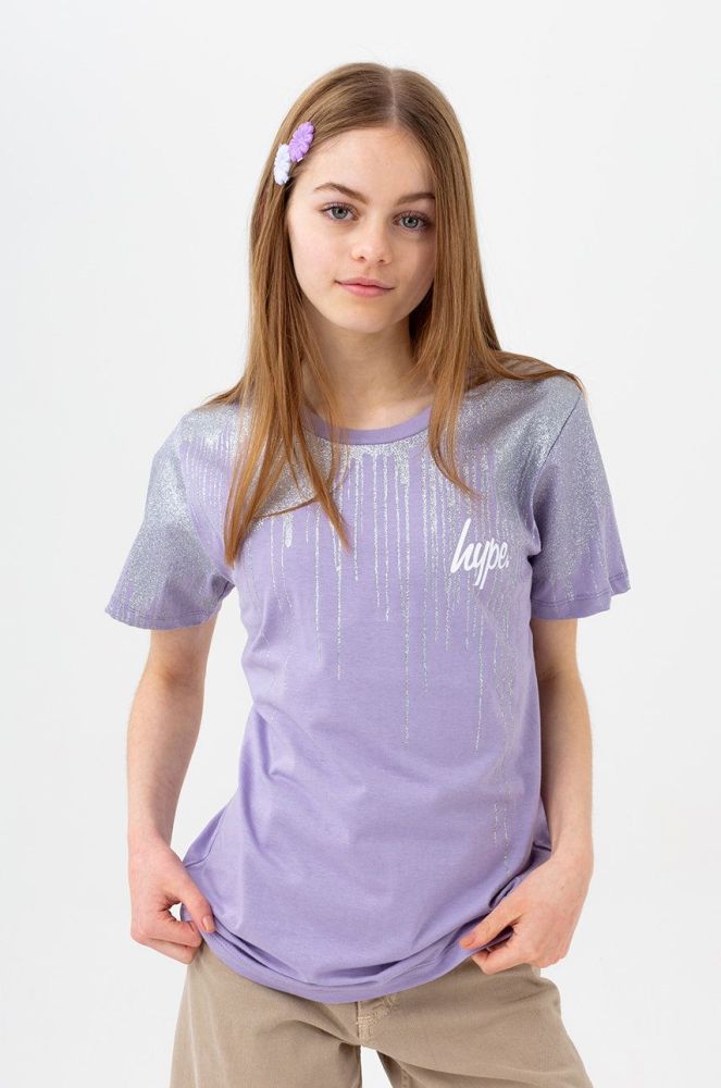 Дитяча бавовняна футболка Hype колір фіолетовий