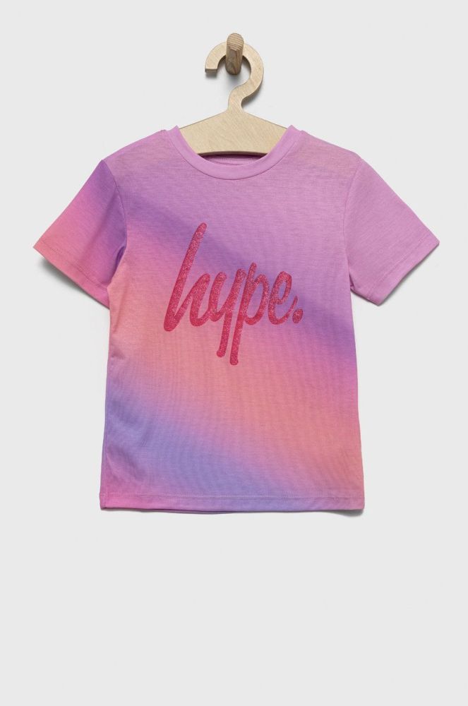 Дитяча бавовняна футболка Hype колір рожевий
