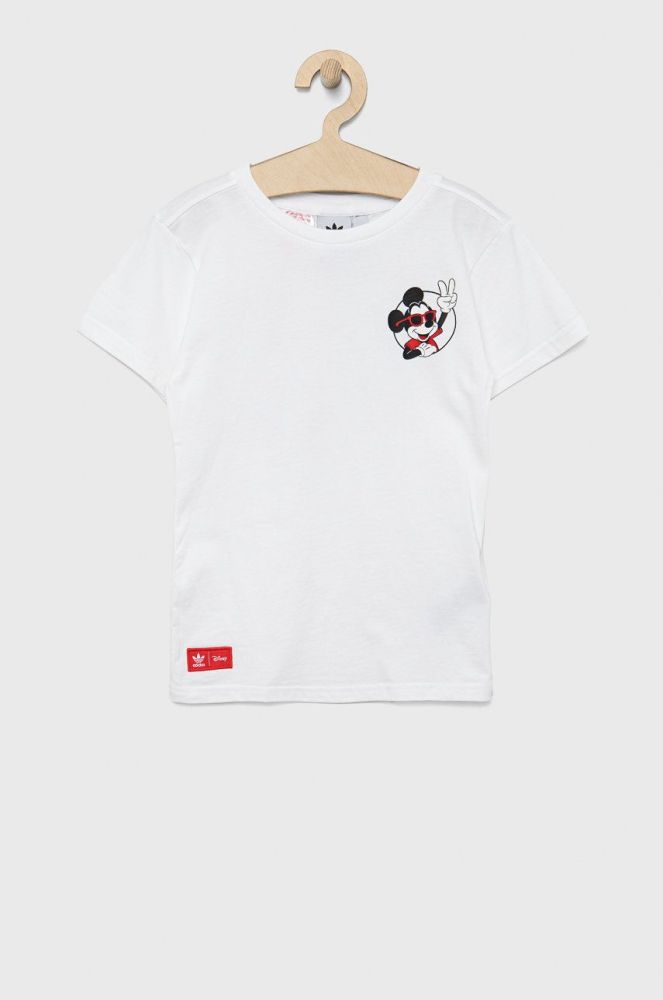 Дитяча бавовняна футболка adidas Originals Disney HC1912 колір білий з принтом