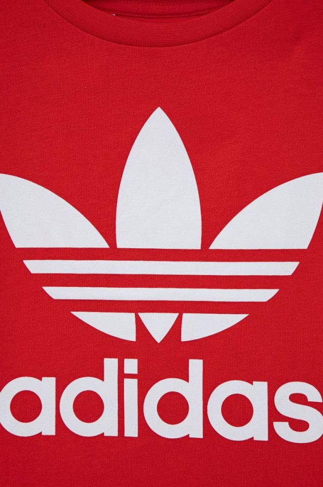 Дитяча бавовняна футболка adidas Originals HC9586 колір червоний з принтом фото 3