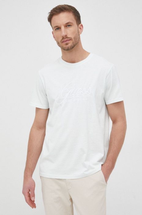 Бавовняна футболка Guess колір зелений з аплікацією (2149411)