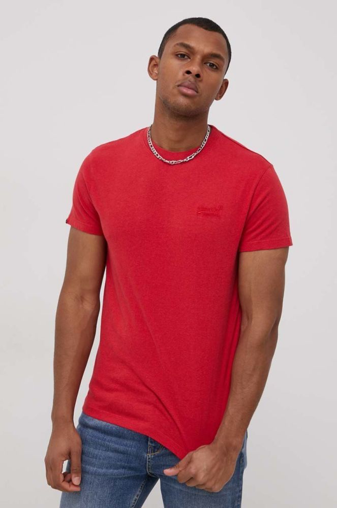 Бавовняна футболка Superdry колір червоний однотонний (2124194)