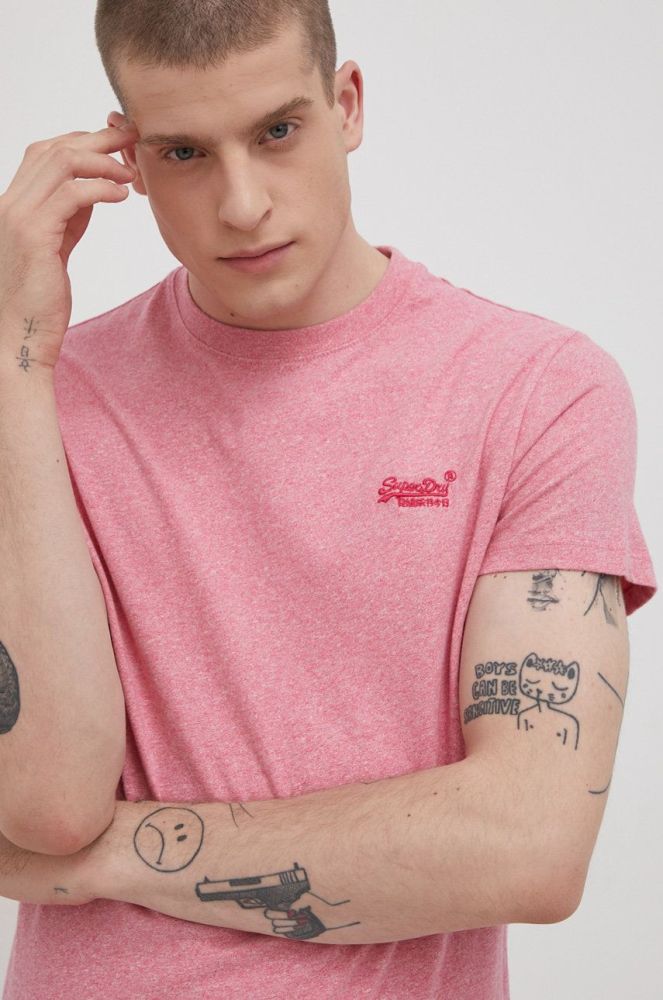 Бавовняна футболка Superdry колір рожевий однотонний