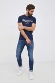 Футболка Pepe Jeans Original Stretch чоловіча колір синій з принтом