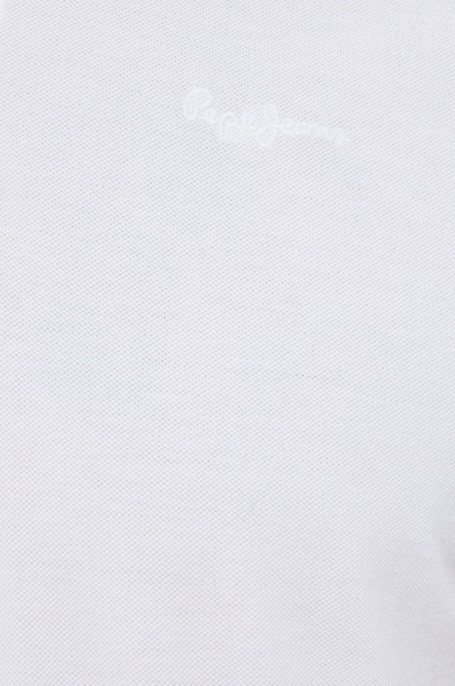 Бавовняне поло Pepe Jeans Vincent колір білий гладкий фото 5