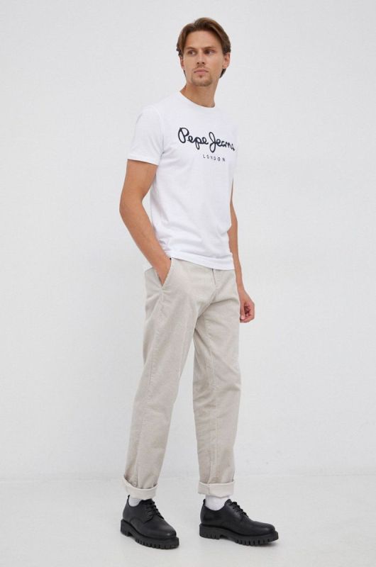 Футболка Pepe Jeans Original Stretch колір білий з принтом фото 2