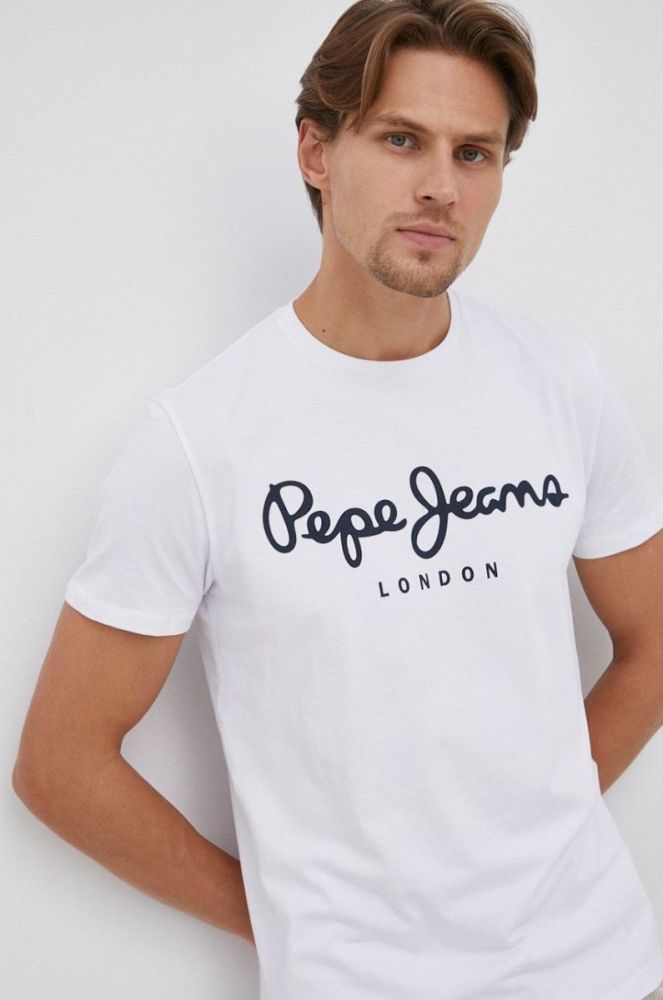 Футболка Pepe Jeans Original Stretch колір білий з принтом фото 4