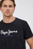 Бавовняна футболка Pepe Jeans Eggo колір чорний з принтом