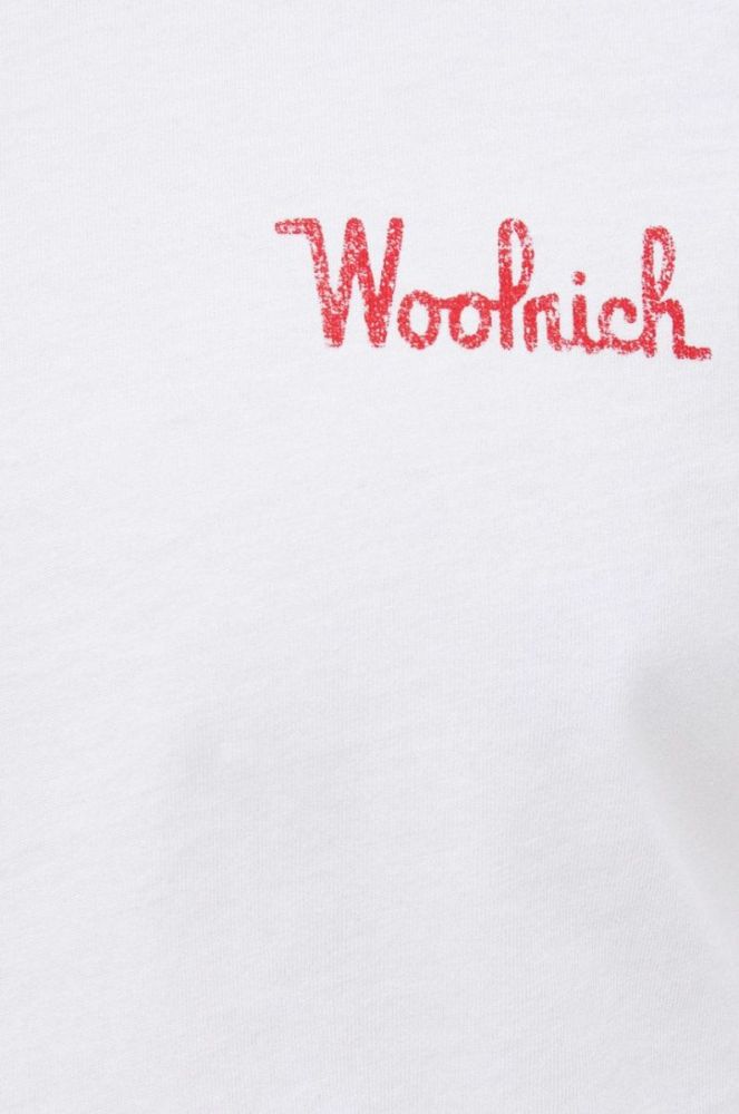 Бавовняна футболка Woolrich колір білий з принтом CFWOTE0065MRUT2926-8041 фото 4