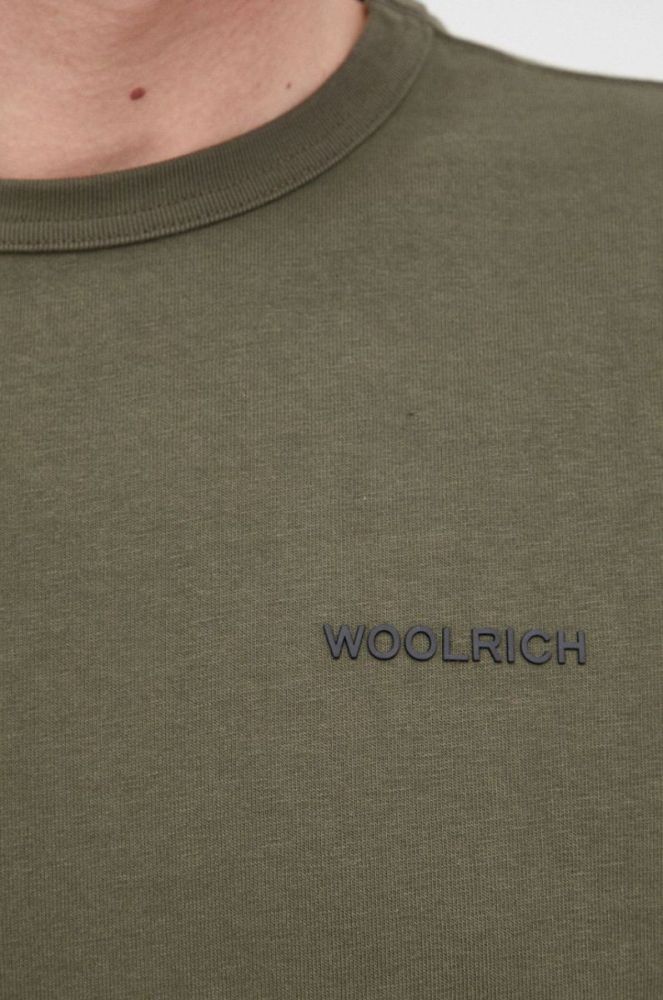Бавовняна футболка Woolrich колір зелений однотонний CFWOTE0067MRUT2924-103 фото 5
