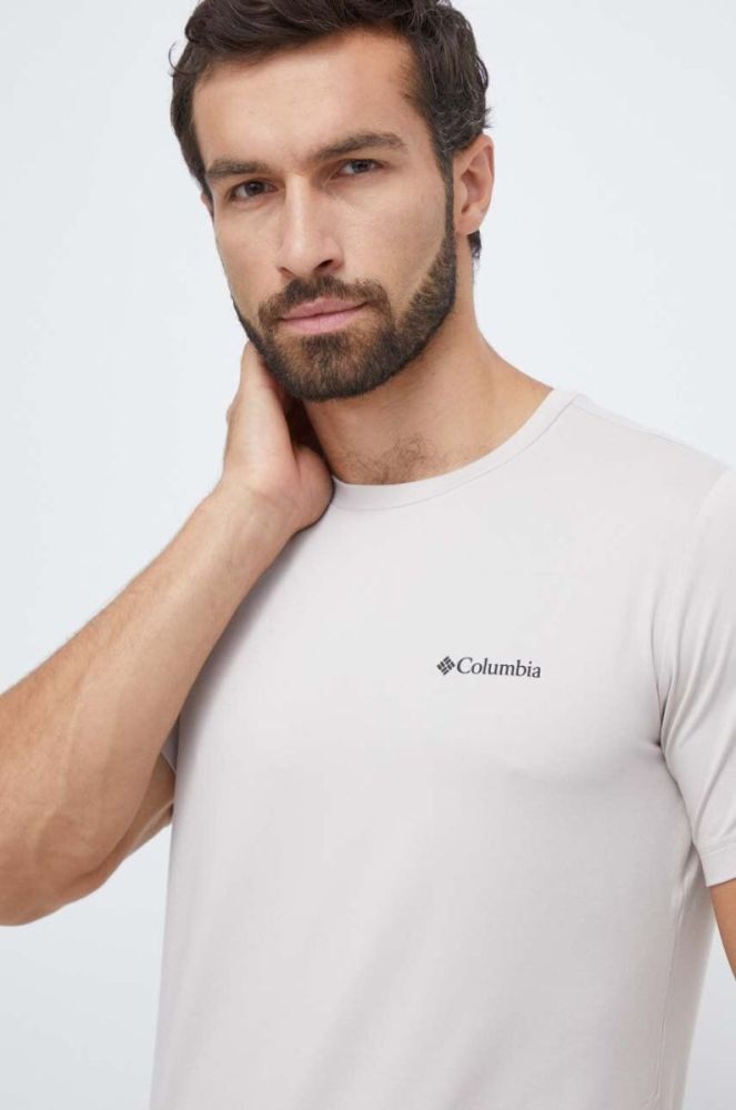 Спортивна футболка Columbia колір бежевий з принтом фото 4