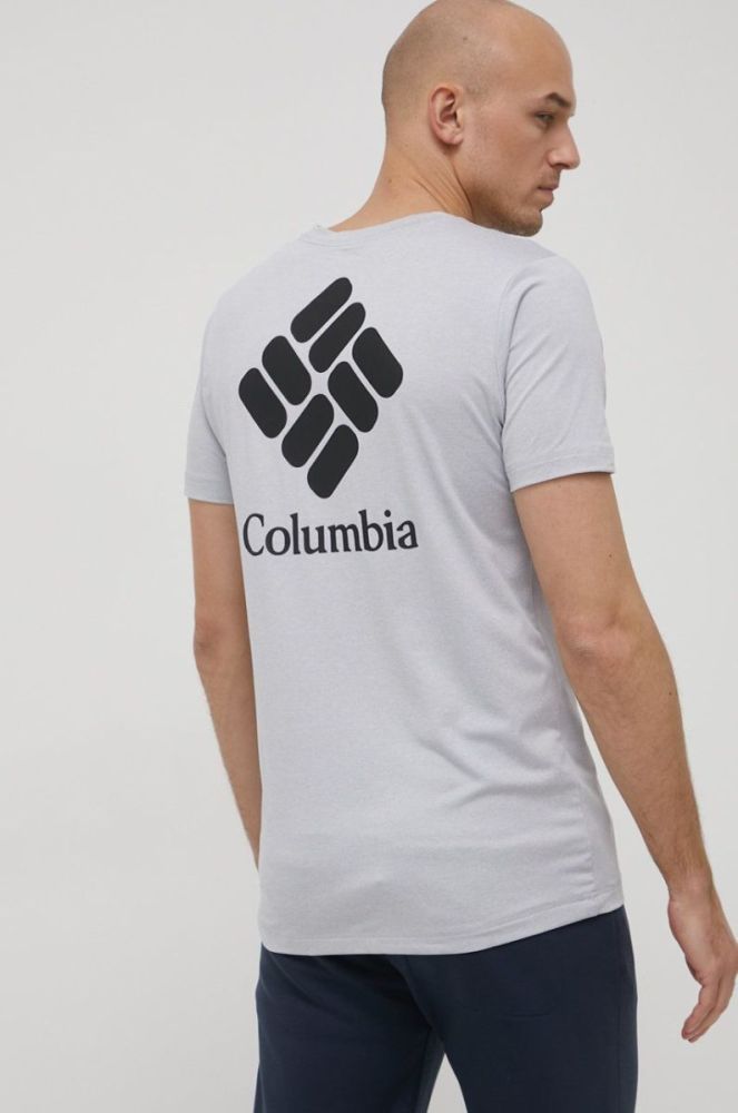 Спортивна футболка Columbia Tech Trail Graphic колір сірий з принтом (2251528) фото 4