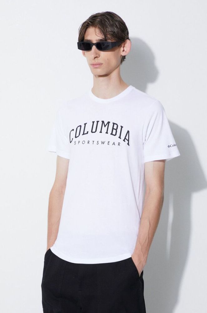 Бавовняна футболка Columbia колір сірий з принтом 1991031-011 фото 4