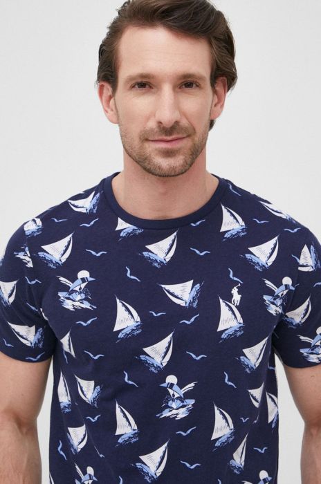 Бавовняна футболка Polo Ralph Lauren колір синій візерунок (2269340)