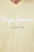 Бавовняна футболка Pepe Jeans Eggo V N колір жовтий з принтом