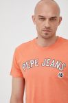 Бавовняна футболка Pepe Jeans Alessio колір помаранчевий з принтом