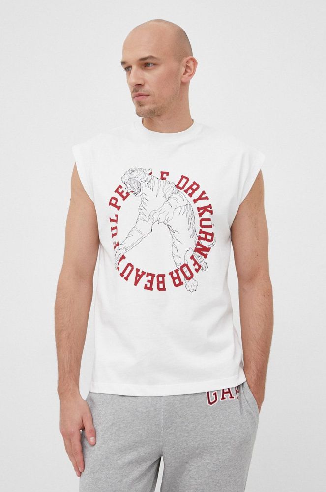 Бавовняна футболка Drykorn колір білий з принтом (2201171)