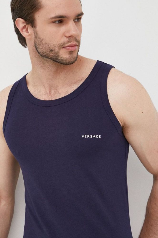 Футболка Versace чоловічий колір синій фото 4