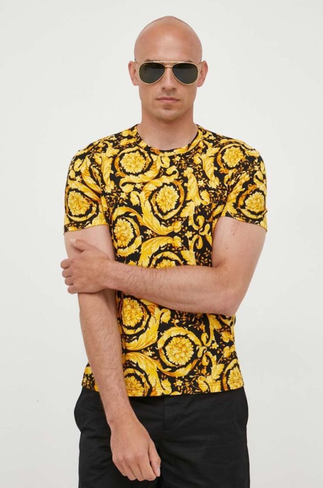 Футболка Versace чоловічий колір чорний візерунок фото 4