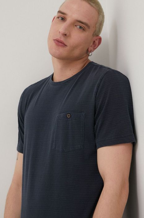 Бавовняна футболка Mustang колір синій однотонний