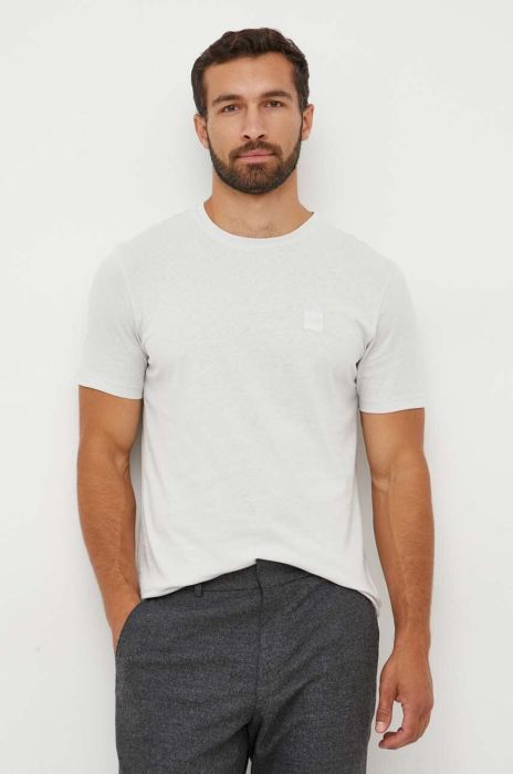 Бавовняна футболка BOSS BOSS CASUAL колір сірий однотонна