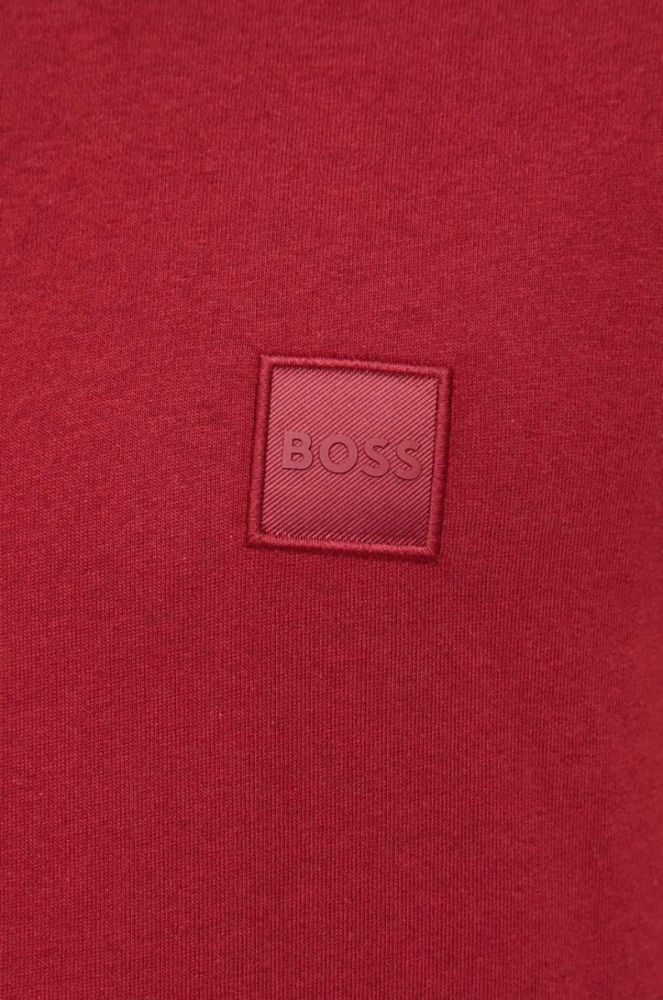 Бавовняна футболка BOSS BOSS CASUAL колір бордовий однотонна фото 4