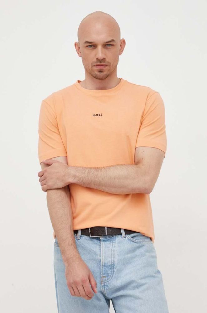 Футболка BOSS BOSS CASUAL чоловіча колір помаранчевий однотонний фото 2