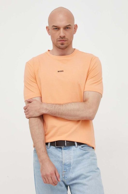 Футболка BOSS BOSS CASUAL чоловіча колір помаранчевий однотонний фото 2