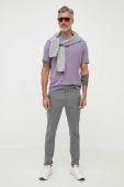 Футболка BOSS BOSS ORANGE чоловіча колір фіолетовий однотонна