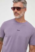 Футболка BOSS BOSS ORANGE чоловіча колір фіолетовий однотонна