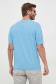 Футболка BOSS BOSS ORANGE чоловіча однотонна колір блакитний