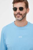 Футболка BOSS BOSS ORANGE чоловіча однотонна колір блакитний
