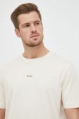 Футболка BOSS Boss Casual чоловіча колір бежевий однотонна