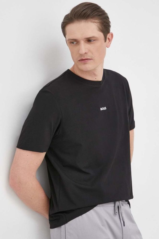 Футболка BOSS Boss Casual чоловіча колір чорний однотонна фото 4