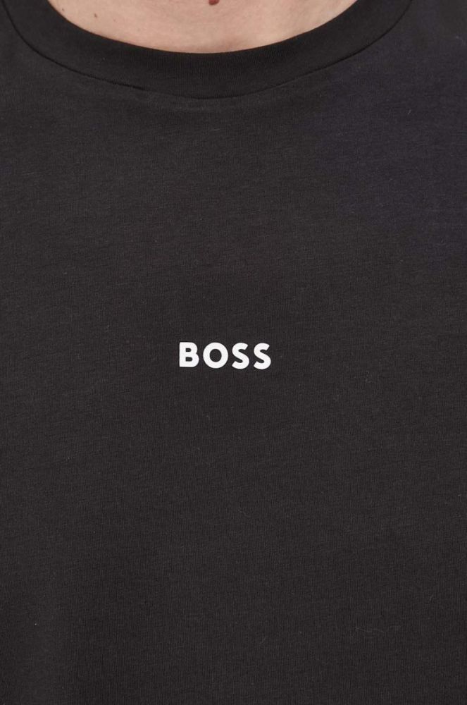 Футболка BOSS Boss Casual чоловіча колір чорний однотонна фото 5