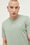 Бавовняна футболка HUGO колір зелений однотонний (3308745)
