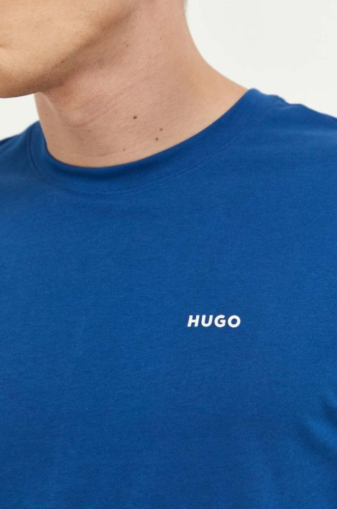 Бавовняна футболка HUGO однотонний колір блакитний фото 6