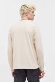 Бавовняний лонгслів HUGO колір бежевий однотонний