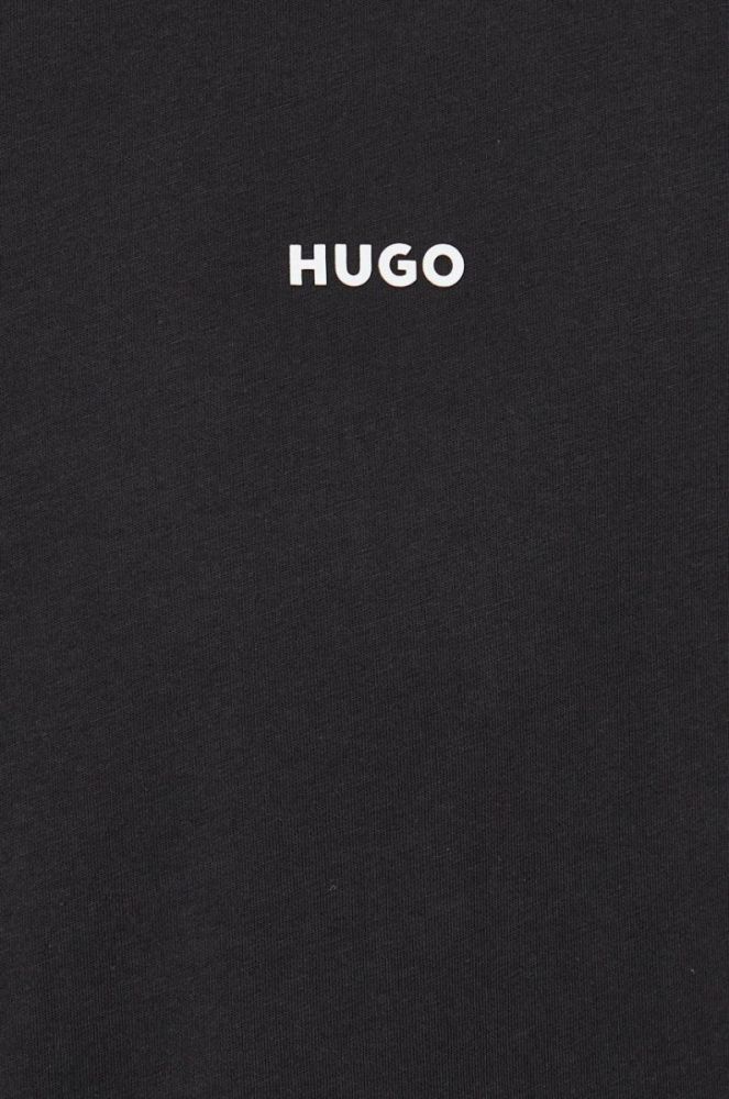Бавовняний лонгслів HUGO колір чорний з принтом (2081942) фото 5