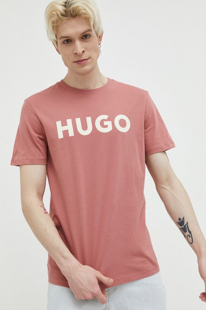 Бавовняна футболка HUGO колір чорний з принтом (2973098)