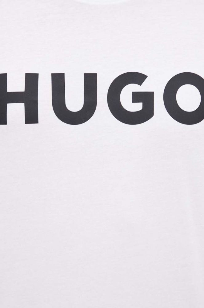 Бавовняна футболка HUGO колір білий з принтом (2248226) фото 5